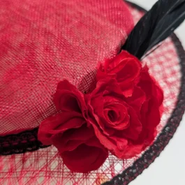 Red Floral Boater